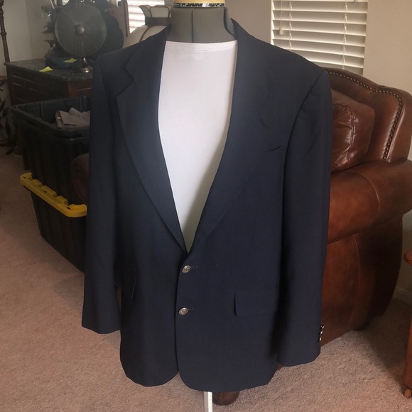Oscar De La Renta blue blazer 2 button size 48R - Picture 5 of 9
